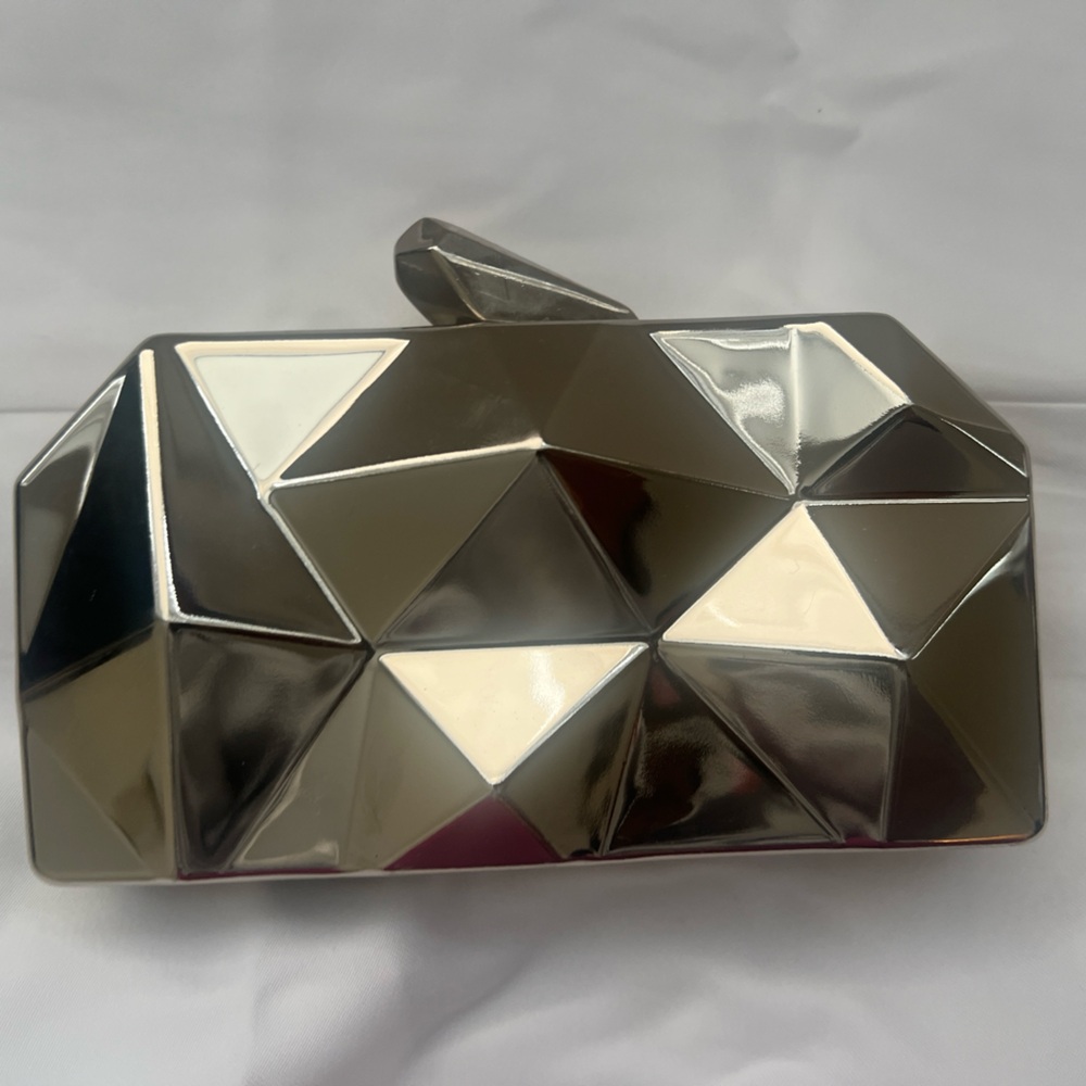 Geometric Silver Clutch